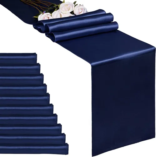 Vista 22 de Paquete de 20 caminos de mesa dorados de satén de 12 x 108 pulgadas de largo para bodas, decoraciones para fiestas de cumpleaños, banquetes