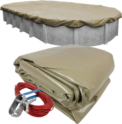 Vista 8 de Pool Mate Cubierta ovalada de magnesio para piscina de invierno de lujo de 10 x 15 pies para piscinas sobre el suelo, superposición de 4 pies