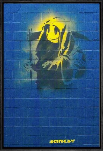 Vista 31 de SIGNWIN Lienzo enmarcado para pared, pintura en aerosol de grunge, ciudad urbana, alas de ángel vanguardistas, graffiti y arte callejero, arte