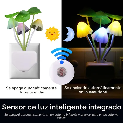 Vista 3 de Lámpara de noche con sensor LED Rienar, lámpara de ensueño en forma de hongo con cambio de color, enchufe LED