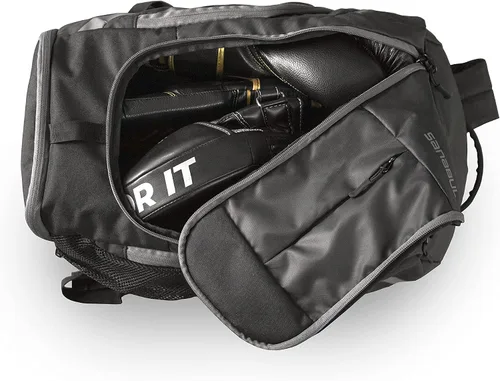Vista 2 de Sanabul Combat Gear Pack - Mochila deportiva para gimnasio, con varios compartimentos, Jiu Jitsu y bolsa de boxeo, color negro y gris