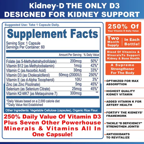 Vista 6 de Kidney Restore Suplemento de limpieza renal y salud renal + suplemento de riñón D