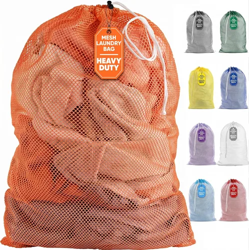 Vista 17 de Bolsa de lavandería de malla XL de Handy Laundry - Duradera, lavable a máquina con cierre de cordón seguro - Perfecta para dormitorios Negro