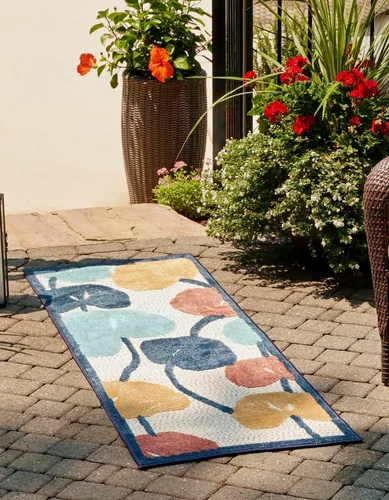Vista 12 de Unique Loom Belize Outdoor Collection - Alfombra de área para calafatear (2 x 3 pies 1 pulgada, rectangular, carbón/azul claro)