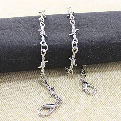 Vista 5 de Juego de collar de espinas blancas y negras con cadena de metal de seguridad para mujeres, hombres, niños y niñas, joyería gótica fresca