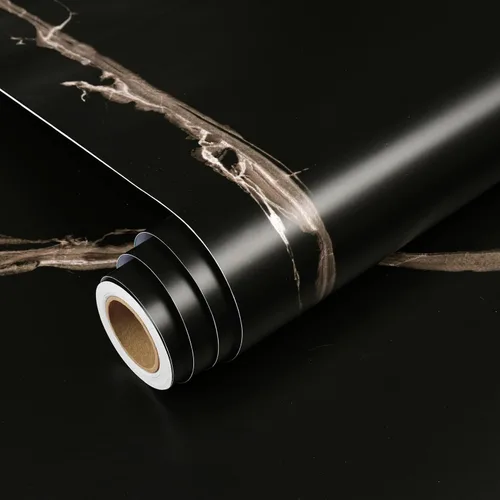 Vista 14 de YENHOME Papel pintado de mármol negro con veteado vertical para despegar