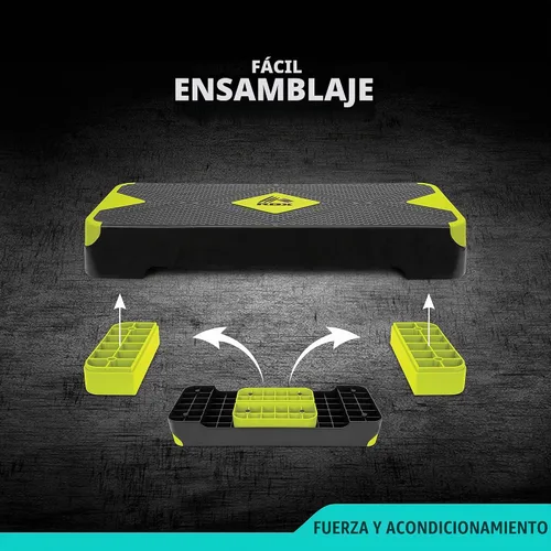 Vista 2 de RBX Plataforma de escalón aeróbico con superficie texturizada antideslizante, pasos ajustables de 2 niveles para ejercicio, compacta, ligera, fácil