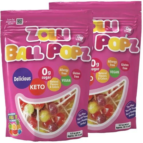 Vista 14 de Zolli Ball Popz Clean Teeth - Caramelos sin azúcar, sin colorantes, aptos para dieta keto y diabéticos, golosinas aprobadas por dentistas para niños