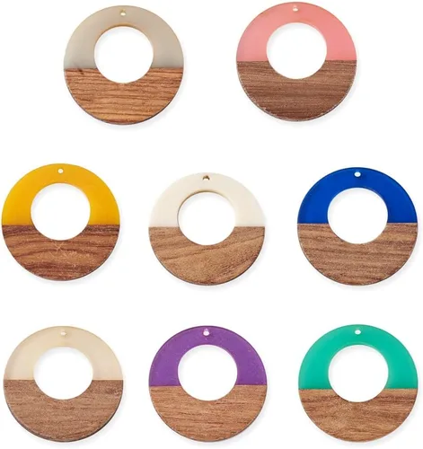 Vista 31 de Mega Pet Colgante de resina y madera de nogal para hacer joyas de bricolaje
