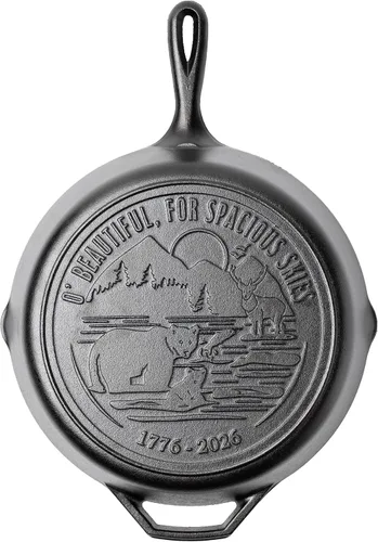 Vista 13 de Lodge Sartén de hierro fundido pre-sazonado, 10.25 pulgadas, iconos de EE Sartén de hierro fundido de edición limitada para horno, estufa, parrilla