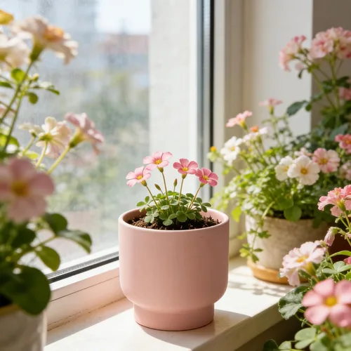 Vista 8 de LB 4.3 Inch Pink Ceramic Flower Plant Pot, Small Succulent Planters Rosa