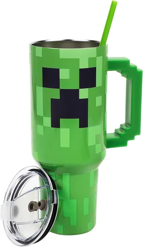 Vista 8 de Bioworld Sesame Street Cookie Monster - Vaso de acero inoxidable azul de 40 onzas con asa