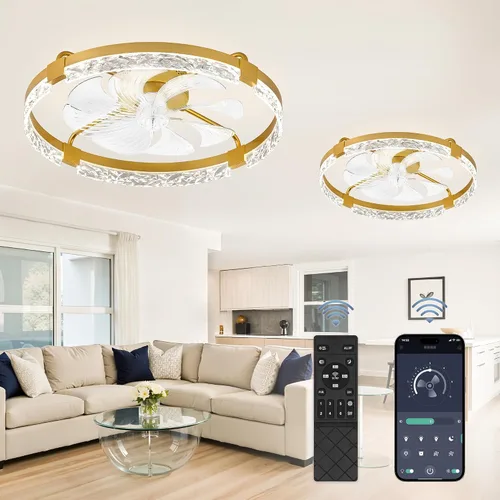 Vista 15 de LEDIARY Ventiladores de techo modernos de 20 pulgadas con luces y control remoto, ventilador de techo regulable de perfil bajo, ventilador de techo