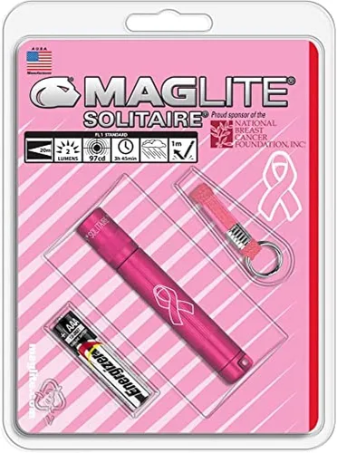 Vista 4 de Maglite Solitaire linterna incandescente, usa 1 pila AAA, se presenta en una caja plateada