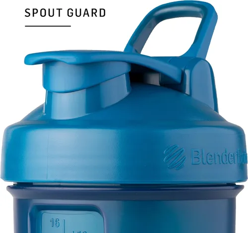 Vista 6 de BlenderBottle - Botella mezcladora con organizador de pastillas y almacenamiento para polvo proteínico, sistema Classic V2 ProStak, 22 onzas, azul