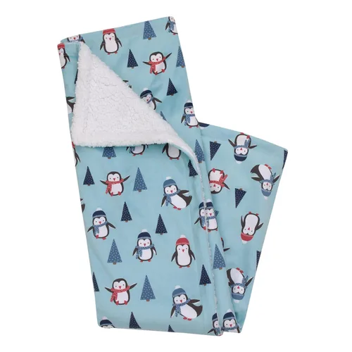 Vista 5 de NoJo Penguin and Pinetree's Aqua, Teal, Black and Red - Juego de manta de bebé y manta de seguridad súper suave de Navidad