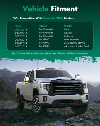 Vista 7 de SCITOO Espejos de Remolque Compatibles con Chevy Silverado 2008-2013 Para GMC Sierra Todos los Modelos Un Par (Lado Izquierdo y Derecho) Con Ajuste