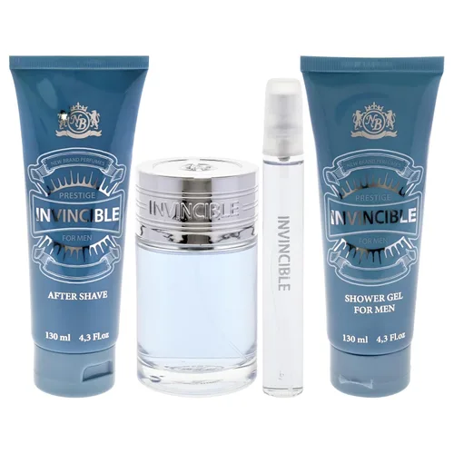 Vista 2 de New Brand Invincible by New Brand - Juego de regalo de 4 piezas de 3.3 onzas EDT en aerosol, 0.5 onzas EDT aerosol, 4.3 onzas después del afeitado