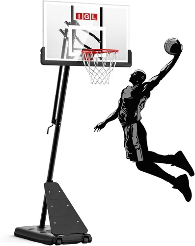 Vista 7 de IGL Aro de Baloncesto para Exteriores con Tablero Irrompible de 52 Pulgadas, Aro de Baloncesto Portátil para Exteriores de 10 Pies de Altura