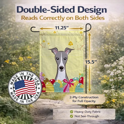 Vista 421 de Caroline's Treasures BB1923GF Bandera decorativa para jardín con diseño de Border Collie, para caza de huevos de Pascua, para jardín, jardín, patio