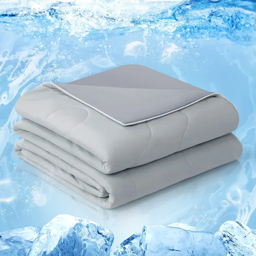 Vista 12 de EASELAND Edredón refrescante individual, tela de tacto frío que absorbe el calor corporal, diseño fresco de doble cara, manta refrescante suave