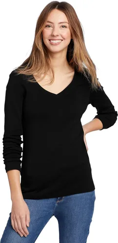 Vista 6 de Eddie Bauer Camiseta de manga larga con cuello en V para mujer Med Htr Gray