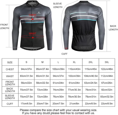 Vista 6 de LAMEDA Cycling Jersey Mens Long Sleeves Athletic Bicycle Mountain Bike