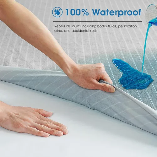 Vista 2 de TASTELIFE Protector de colchón impermeable tamaño individual XL, funda de cama transpirable de alta calidad con bolsillo profundo de 6 a 18