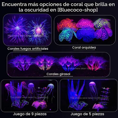 Vista 6 de Decoración de acuario de coral de silicona que brilla