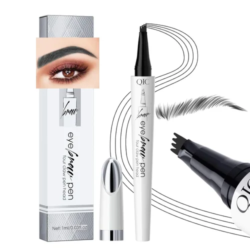 Vista 10 de Pluma de cejas de 4 puntas, trazos naturales para el cabello, cejas, forro, barba, línea capilar (1#café claro)