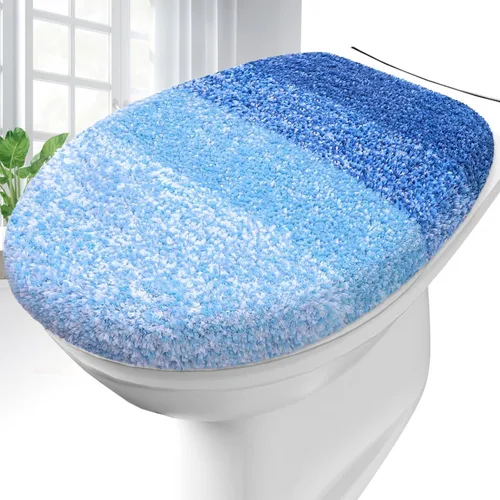 Vista 28 de OLANLY Funda de asiento de inodoro de microfibra suave para baño, cubiertas de asiento lavables a máquina, 17.5x15 pulgadas, con respaldo de goma
