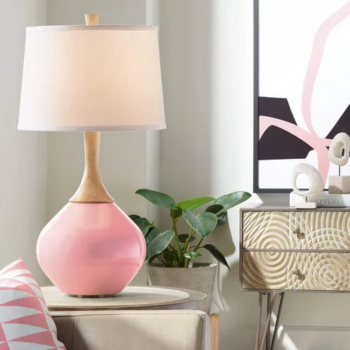 Vista 12 de Color + Plus Wexler 31" White Shade Mellow Coral Pink Table Lamp