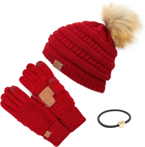 Vista 106 de Gorro unisex liso con pompón y ribete (HAT-43) de C.C Hatsandscarf Exclusives Marfil