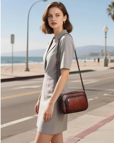 Vista 2 de COOLCY Bolsos cruzados de cuero genuino para mujer, bolsos pequeños y bolsos de mano, bolso vintage para mujer, bolso de hombro con 2 estilos