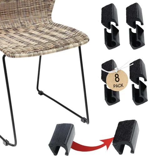 Vista 7 de Tapas rectangulares en forma de U para patas de silla con almohadillas de fieltro, protector de pies de muebles se desliza suavemente, sin arañazos