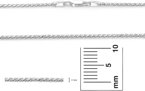 Vista 3 de The Bling Factory 3mm Solid .925 Sterling Silver Beveled Curb Chain Necklace