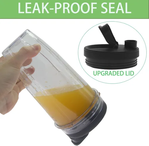 Vista 2 de Vasos de licuadora de repuesto para Ninja, vasos de licuadora de 24 onzas con tapas para llevar compatibles con Ninja BL450 BL456 BL480 BL482 BL642