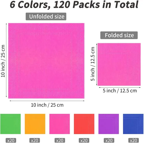 Vista 2 de Resinta 120 servilletas de cóctel de neón, servilletas de papel de 2 capas para recuerdos de fiesta, 6