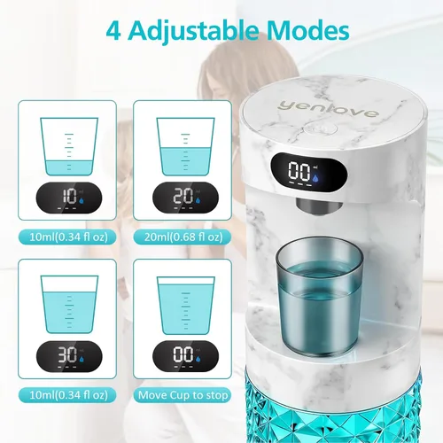 Vista 3 de Dispensador automático de enjuague bucal para baño, dispensador de enjuague bucal de 20.29 onzas, juego de accesorios de baño con tazas magnéticas
