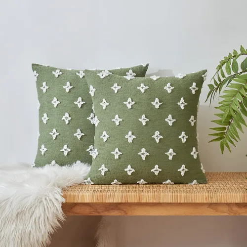 Vista 13 de EMEMA Juego de 2 fundas de cojín decorativas de jacquard, diseño de flores de sol, para sofá, cama, sala de estar, dormitorio, 16 x 16 pulgadas
