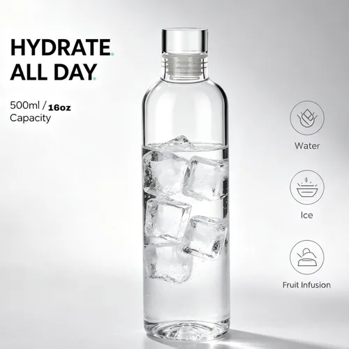 Vista 5 de Botella de agua con marcador de tiempo, botella deportiva