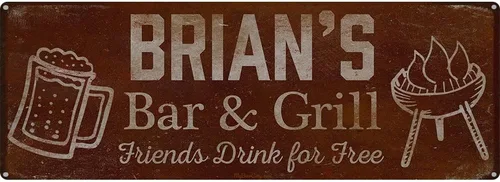 Vista 37 de Adam's Bar and Grill Friends Drink for Free, cartel de aluminio de 5.75 x 15.5 pulgadas, accesorios personalizados para bar y decoración de pared