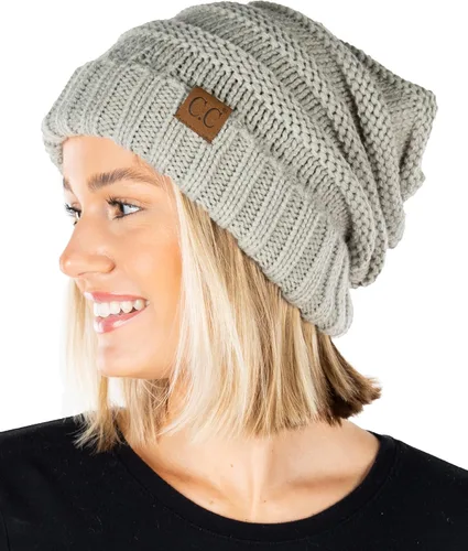 Vista 164 de Funky Junque Gorro de moda de punto trenzado de talla extragrande, grueso, abrigado, suave y holgado