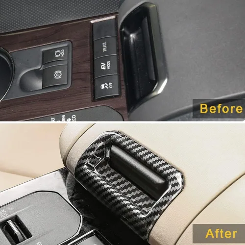 Vista 2 de para Toyota Highlander 2020 2021 2022 2023 Accesorios Cubierta de Interruptor de Botón de Caja de Apoyabrazos, Calcomanía de Pegatina de Impresión