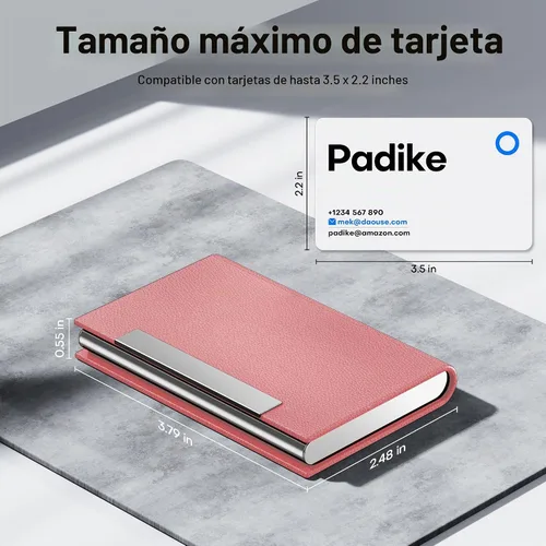 Vista 5 de Padike - Tarjetero profesional de cuero PU y acero inoxidable con múltiples ranuras, tarjetero con cartera para tarjetas de crédito, documento