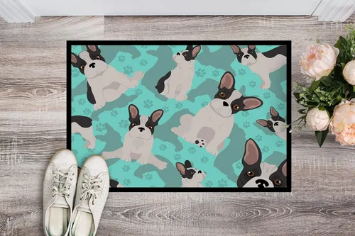Vista 2 de Caroline's Treasures Alfombrilla de Bulldog Francés Blanco y Negro para Interior o Exterior 24x36