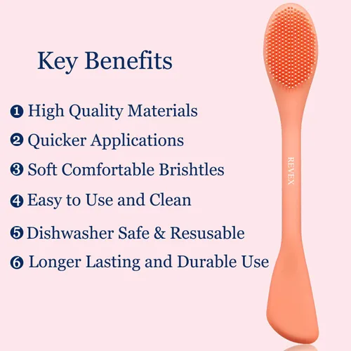 Vista 2 de REVEX Aplicador de máscara facial de silicona, limpiador facial, exfoliante de poros, 2 cepillos de limpieza de poros, cepillos de limpieza facial