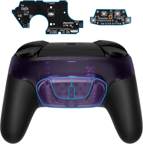 Vista 25 de eXtremeRate Back Buttons Attachment for Nintendo Switch Pro Controller, Clear Black Back Paddles Programable RISE4 Remap Kit for Switch Pro