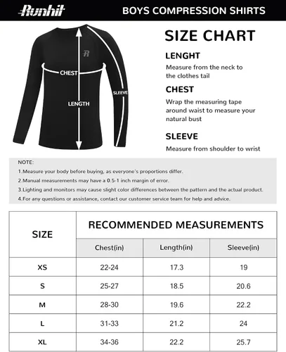 Vista 6 de Runhit Boys Compression Shirt Kids Long Sleeve Athletic Undershirt Youth Quick Dry Baselayer for Football Baseball