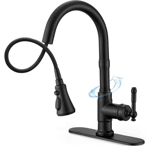 Vista 10 de Grifos de cocina con rociador desplegable de níquel cepillado de 3 modos, grifo de fregadero de cocina con resorte de una sola manija de 3 agujeros